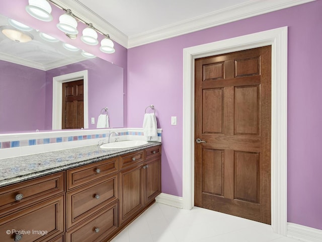 6 Swaps Ct, Oak Brook, IL 60523 - bathroom featuring vanity, tile patterned flooring, and crown molding
