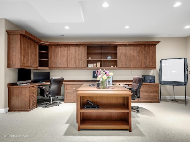 6 Swaps Ct, Oak Brook, IL 60523 - office area with light carpet, built in desk, and recessed lighting