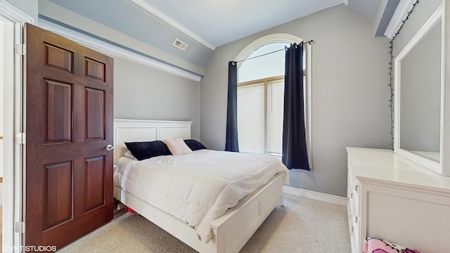 17040 Cheyenne Ct, Lockport, IL 60441 - bedroom featuring lofted ceiling, light carpet, and baseboards