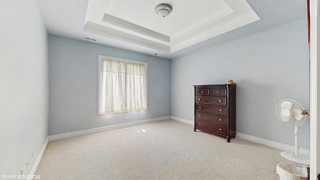 17040 Cheyenne Ct, Lockport, IL 60441 - empty room with ornamental molding, carpet, a tray ceiling, and baseboards