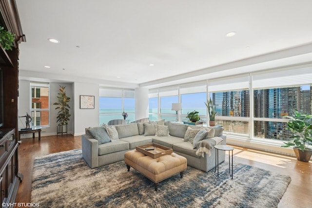 415 E N Water St Unit 2203, Chicago, IL 60611 - living room with wood finished floors, recessed lighting, and baseboards