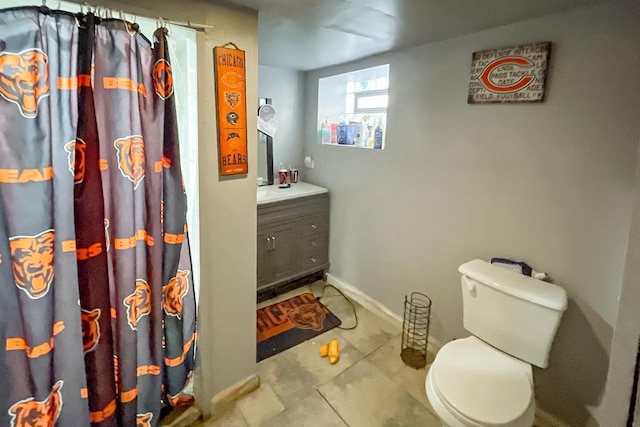 10817 S Forest Ave, Chicago, IL 60628 - full bath with vanity, toilet, curtained shower, and tile patterned floors