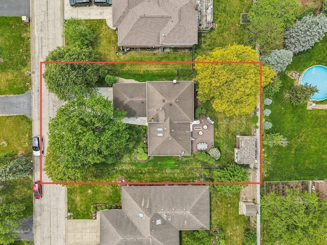 11016 84th Pl, Willow Springs, IL 60480 - aerial view of property and surrounding area featuring property boundaries highlighted