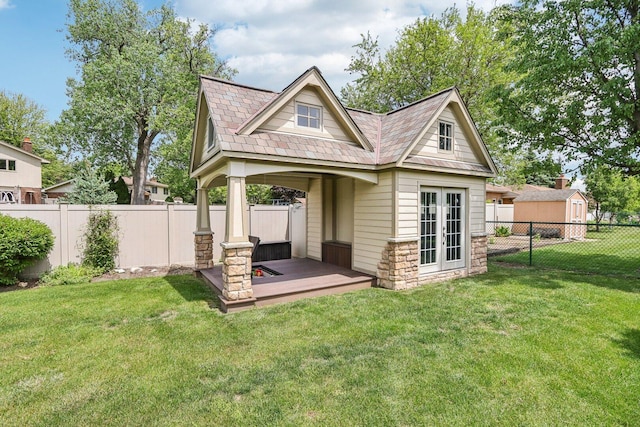 11016 84th Pl, Willow Springs, IL 60480 - back of house with french doors and stone siding