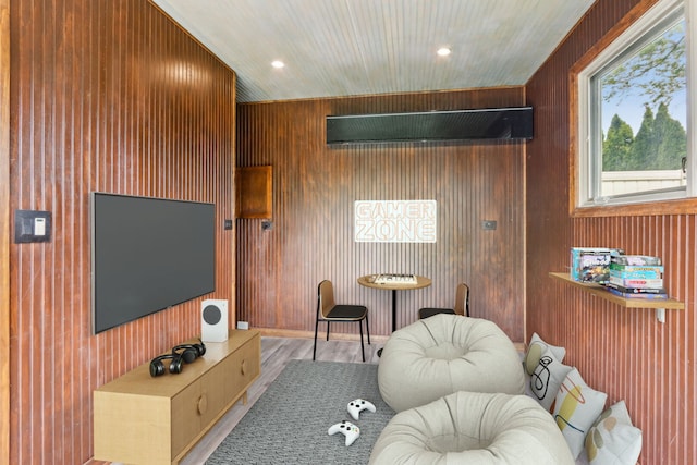 11016 84th Pl, Willow Springs, IL 60480 - living room with wood finished floors, wooden walls, and recessed lighting