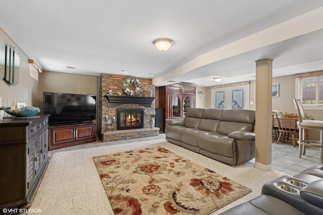 4N671 Petersdorf Rd, West Chicago, IL 60185 - living area with a brick fireplace and ornate columns