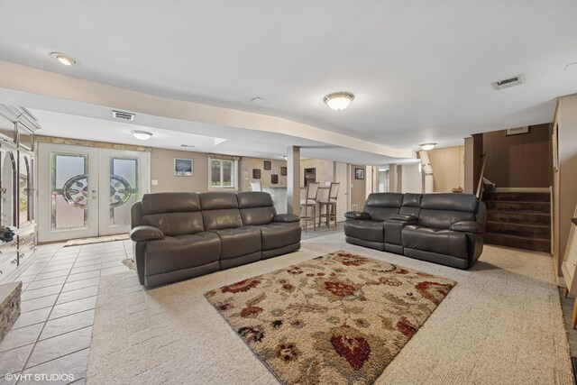 4N671 Petersdorf Rd, West Chicago, IL 60185 - living area featuring stairway and french doors