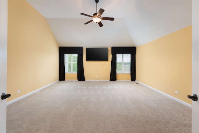 677 Slate Run, Elgin, IL 60124 - carpeted empty room with lofted ceiling, ceiling fan, and baseboards
