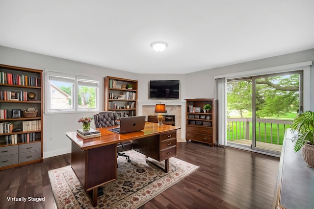 24161 Brancaster Dr, Naperville, IL 60564 - office with dark wood finished floors and baseboards