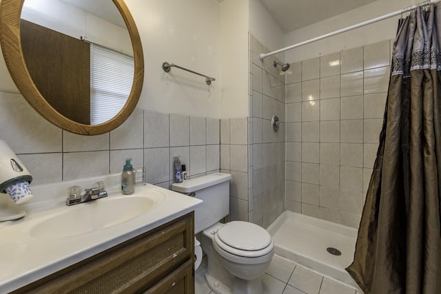 10100 W Chaplin Ave, Beach Park, IL 60087 - full bath featuring tile patterned floors, vanity, tiled shower, and tile walls