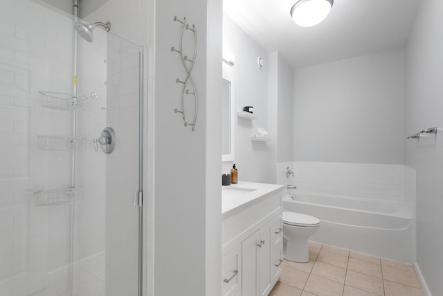 1111 S Wabash Ave Unit 1604, Chicago, IL 60605 - full bathroom featuring tile patterned floors, a shower stall, a bath, vanity, and toilet