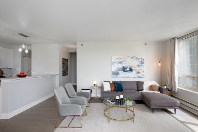 1111 S Wabash Ave Unit 1604, Chicago, IL 60605 - living room with wood finished floors, plenty of natural light, baseboard heating, and baseboards