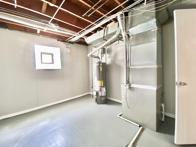 22962 Bruce Dr, Richton Park, IL 60471 - unfinished basement featuring gas water heater and baseboards