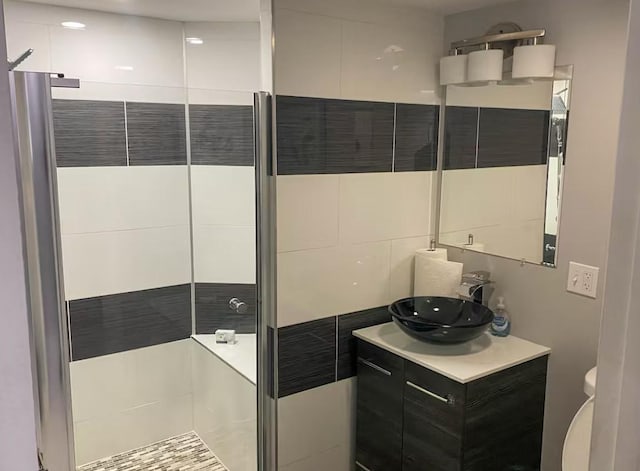 4148 S King Dr Unit G3, Chicago, IL 60653 - bathroom with tiled shower, toilet, and vanity