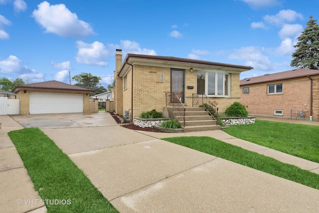 3838 Emerson Dr, Schiller Park, IL 60176 - view of front of house with brick siding, a chimney, and a garage