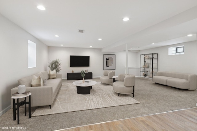 3838 Emerson Dr, Schiller Park, IL 60176 - living room featuring recessed lighting, wood finished floors, and baseboards