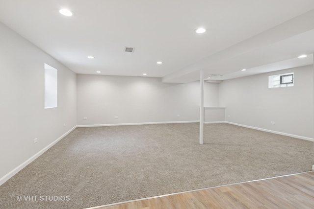 3838 Emerson Dr, Schiller Park, IL 60176 - basement featuring baseboards, recessed lighting, and light colored carpet