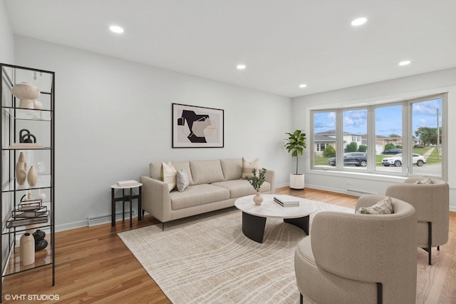 3838 Emerson Dr, Schiller Park, IL 60176 - living room with light wood-type flooring, recessed lighting, baseboards, and baseboard heating