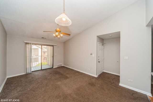 2028 N Rand Rd Unit 202, Palatine, IL 60074 - empty room featuring lofted ceiling, baseboards, carpet, and a ceiling fan