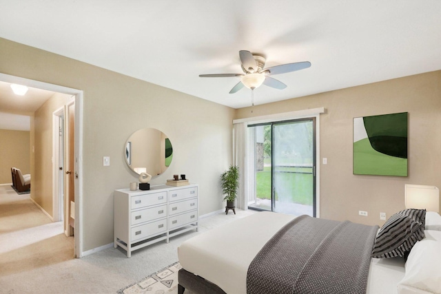 7333 Grand Ave Unit 102, Downers Grove, IL 60516 - bedroom with access to outside, light colored carpet, ceiling fan, and baseboards