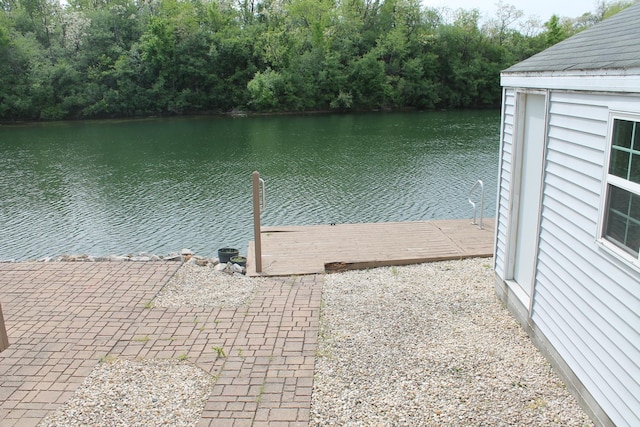dock area featuring a water view
