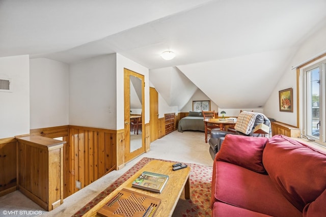 273 Desplaines Ave, Riverside, IL 60546 - bonus room with lofted ceiling, carpet flooring, wainscoting, and wooden walls