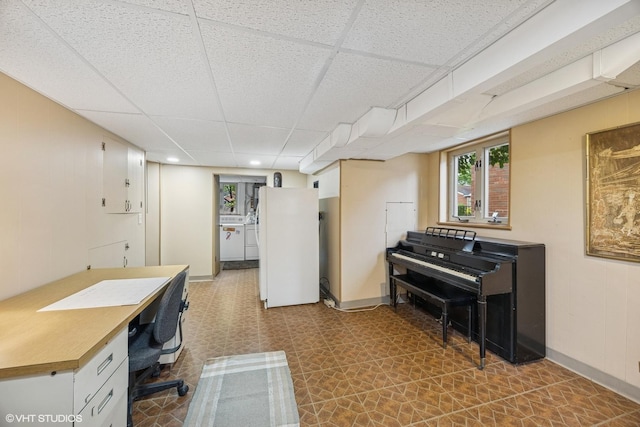 273 Desplaines Ave, Riverside, IL 60546 - office with a paneled ceiling, tile patterned floors, separate washer and dryer, and recessed lighting