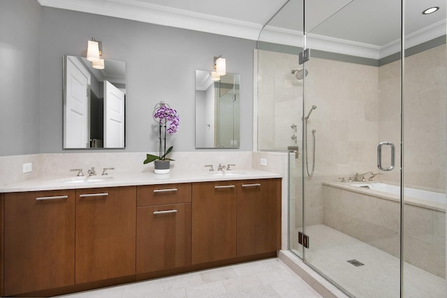 2550 N Lakeview Ave Unit S2005, Chicago, IL 60614 - full bath featuring ornamental molding, a shower stall, and double vanity