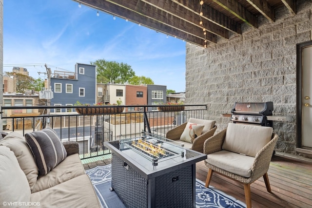 2523 N Halsted St Unit 2, Chicago, IL 60614 - balcony featuring grilling area and an outdoor living space with a fire pit
