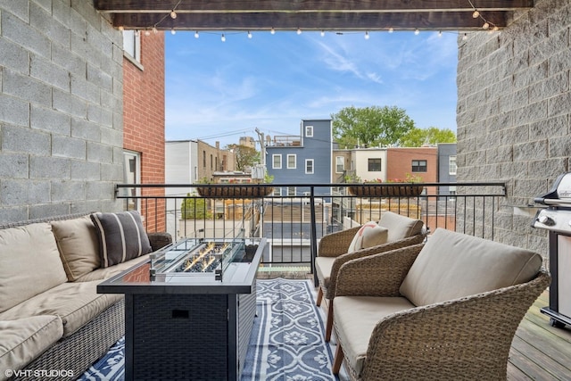 2523 N Halsted St Unit 2, Chicago, IL 60614 - balcony with an outdoor living space with a fire pit