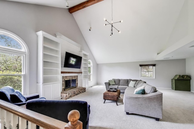 2481 Benton St, Palatine, IL 60067 - living area with carpet flooring, a chandelier, and healthy amount of natural light