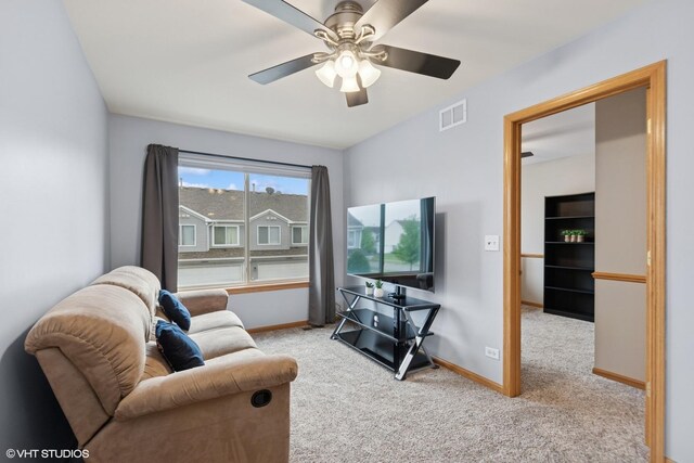 39674 N Warren Ln Unit 0, Beach Park, IL 60083 - living room featuring carpet, baseboards, and ceiling fan