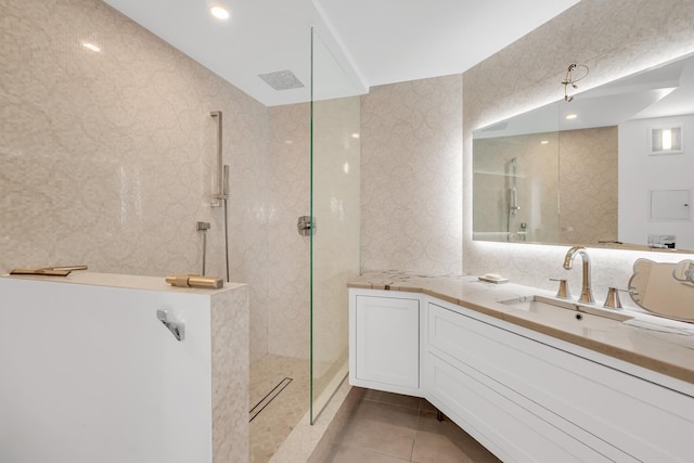 405 N Wabash Ave Unit 4308, Chicago, IL 60611 - full bathroom with a walk in shower, vanity, and tile patterned flooring