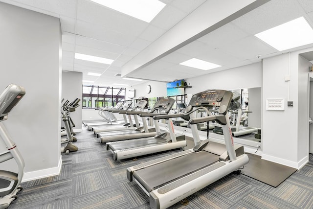 405 N Wabash Ave Unit 4308, Chicago, IL 60611 - workout area featuring baseboards, a drop ceiling, and carpet