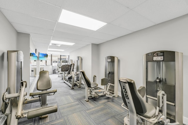 405 N Wabash Ave Unit 4308, Chicago, IL 60611 - workout area with a drop ceiling, baseboards, and dark colored carpet