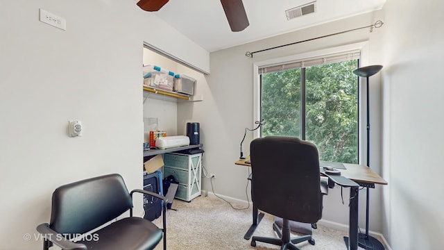 17 Creekside Cir N Unit D, Elgin, IL 60123 - carpeted home office with ceiling fan and baseboards