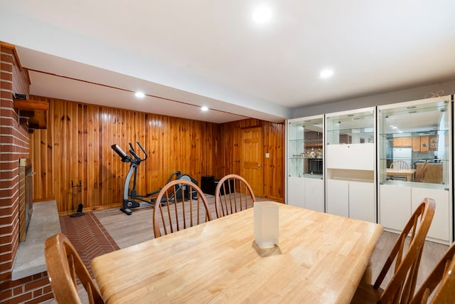 6856 W Montrose Ave, Harwood Heights, IL 60706 - dining room featuring wooden walls and recessed lighting