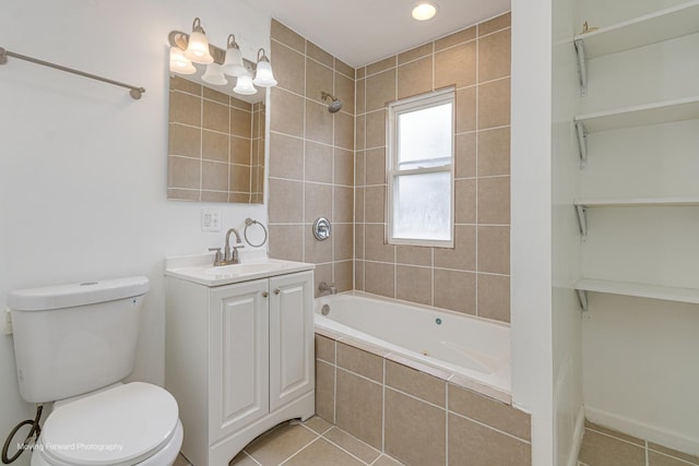12155 S Normal Ave, Chicago, IL 60628 - full bath featuring tiled shower / bath, tile patterned flooring, toilet, vanity, and recessed lighting