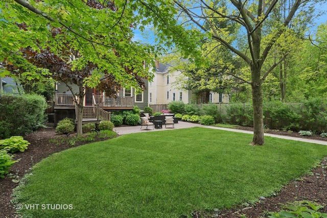 1224 Hinman Ave, Evanston, IL 60202 - view of yard with a patio, stairway, and a wooden deck