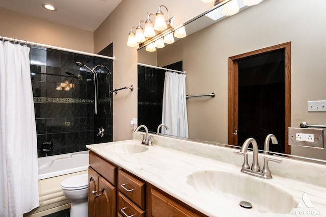 10801 Jillian Rd, Orland Park, IL 60467 - full bathroom with toilet, shower / tub combo, and double vanity