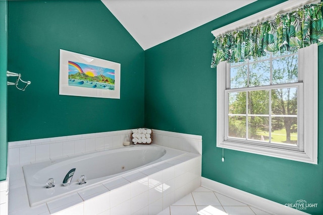 39W835 Carl Sandburg Rd, Saint Charles, IL 60175 - full bathroom with a whirlpool tub, lofted ceiling, tile patterned floors, and baseboards
