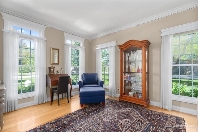 39W835 Carl Sandburg Rd, Saint Charles, IL 60175 - sitting room with wood finished floors, baseboards, and ornamental molding