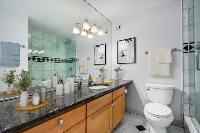 30 E Huron St Unit 4108, Chicago, IL 60611 - full bathroom with a shower stall, toilet, vanity, and tile patterned floors