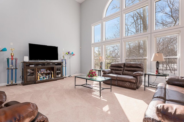 876 Hampstead Ct, Barrington, IL 60010 - carpeted living area with a towering ceiling and baseboards