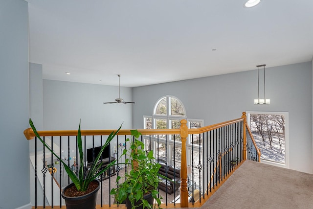 876 Hampstead Ct, Barrington, IL 60010 - hallway with an upstairs landing, recessed lighting, and baseboards