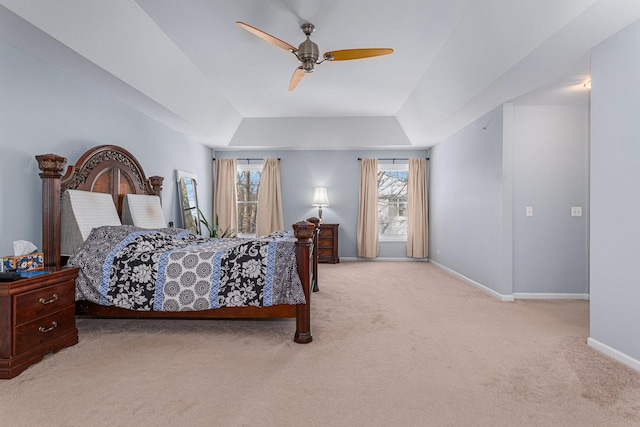 876 Hampstead Ct, Barrington, IL 60010 - bedroom with carpet flooring, baseboards, a tray ceiling, and ceiling fan