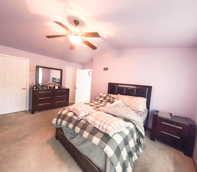 9352 Sunrise Ln Unit B1, Orland Park, IL 60462 - carpeted bedroom featuring vaulted ceiling and a ceiling fan