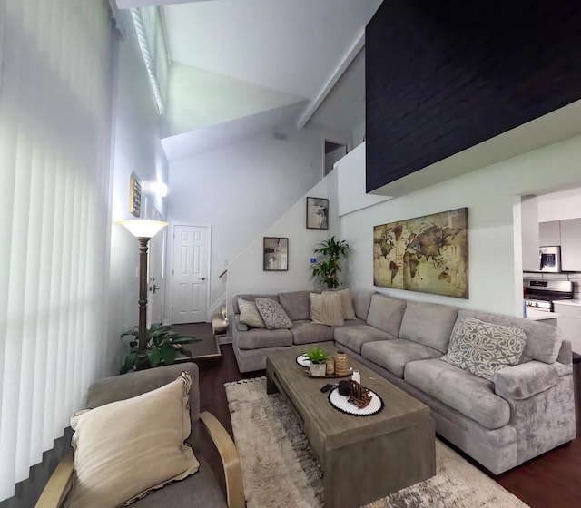 9352 Sunrise Ln Unit B1, Orland Park, IL 60462 - living area with high vaulted ceiling and wood finished floors