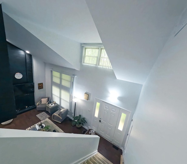 9352 Sunrise Ln Unit B1, Orland Park, IL 60462 - entrance foyer with high vaulted ceiling and wood finished floors