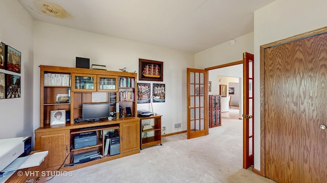 1031 S Wellington Rd, Waukegan, IL 60085 - office featuring french doors, light colored carpet, and baseboards